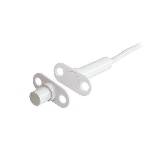 MC 370-S1 Alarmtech contact magnétique High Sécurité à encastrer PVC, NC, distance de fonctionnement 16mm, diamètre +/- 26mm, câble de 2m, blanc, pour les portes en acier.